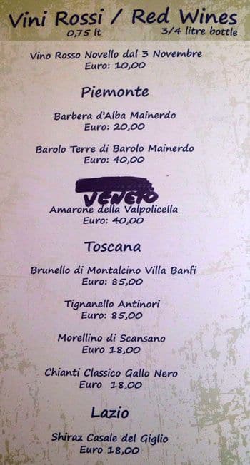 Menu di Ristorante La Nocetta 