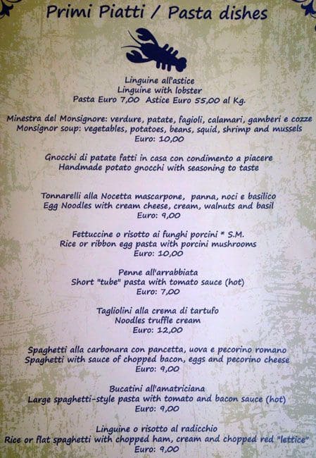 Menu di Ristorante La Nocetta 