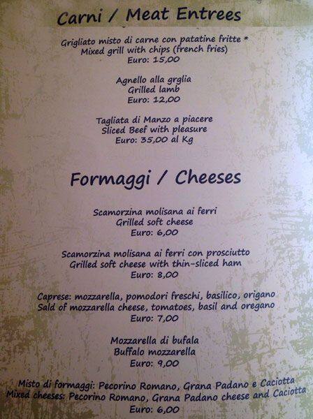 Menu di Ristorante La Nocetta 