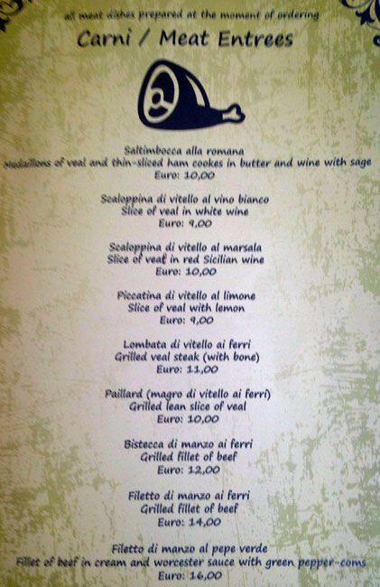 Menu di Ristorante La Nocetta 