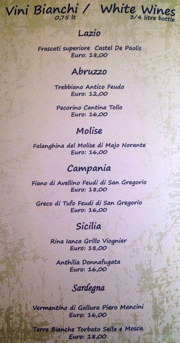 Menu di Ristorante La Nocetta 
