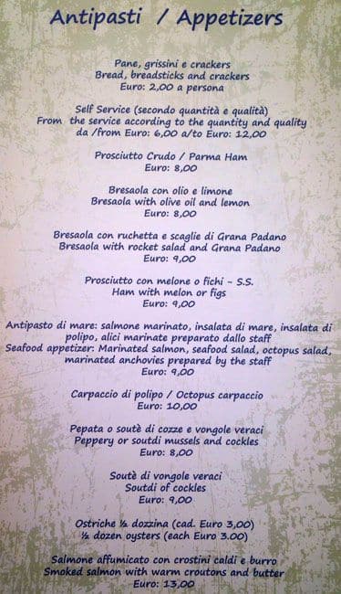 Menu di Ristorante La Nocetta 
