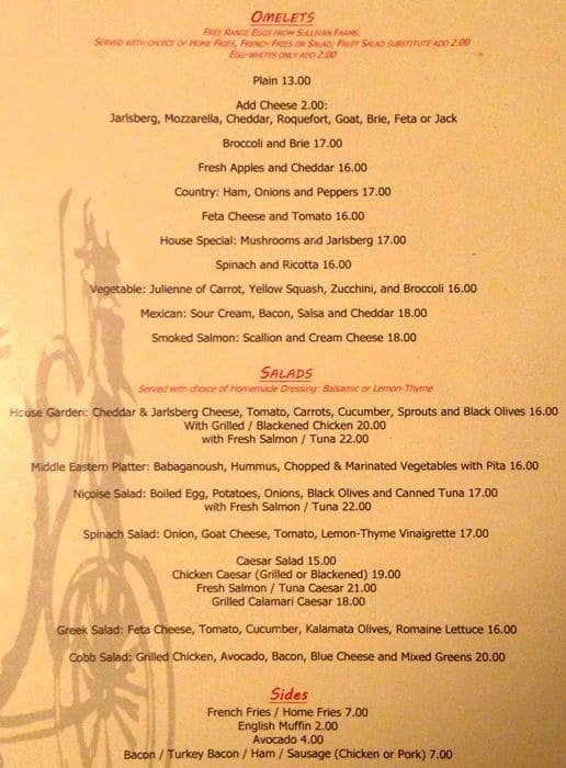 Menu at Cupping Room Cafe, New York City, 359 W Broadway