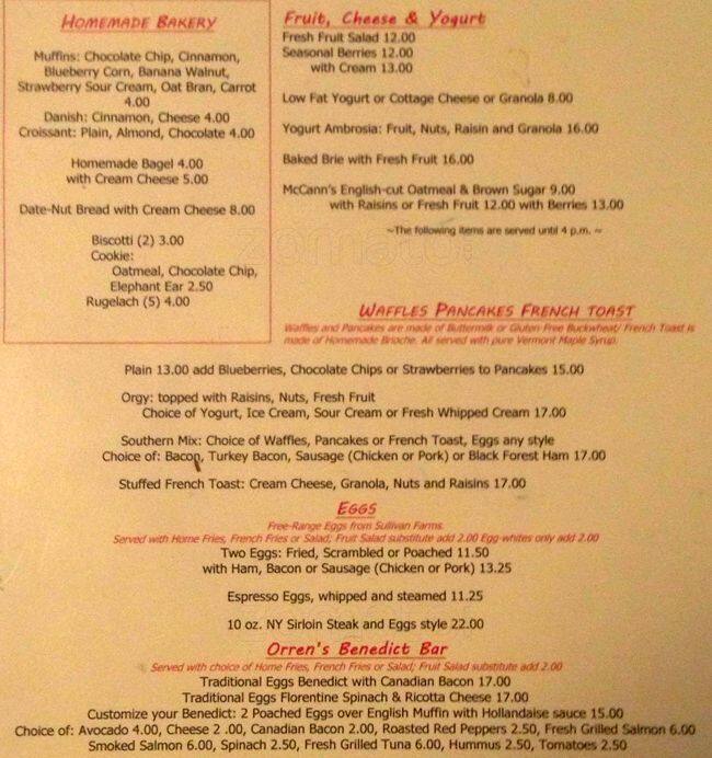 Menu at Cupping Room Cafe, New York City, 359 W Broadway