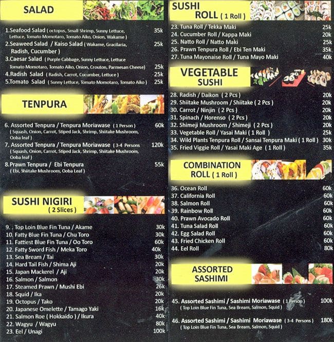 Seki Tei Sushi & Kushiyaki Menu - Zomato Indonesia