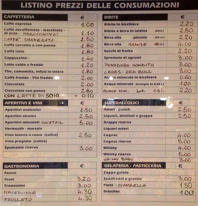 Menu di Bar Mercato 