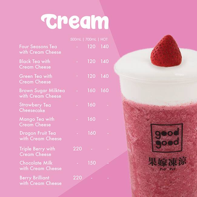 Menu at GoodGood Milk Tea Banawe restaurant, Quezon City, Banawe St.