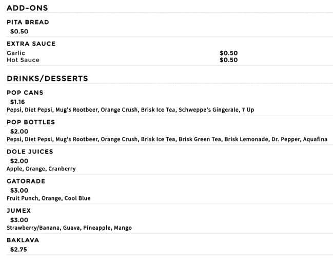 Menu at Pita Nutso restaurant, Mississauga, 241 Queen St S