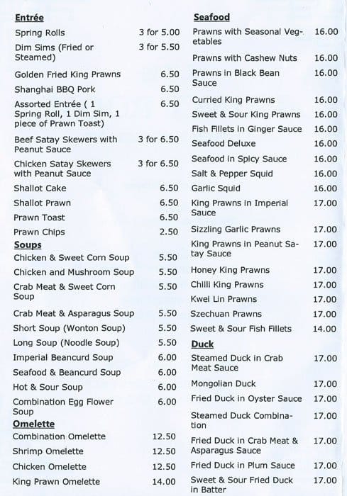 Prince Room Menu Menu For Prince Room Campbelltown