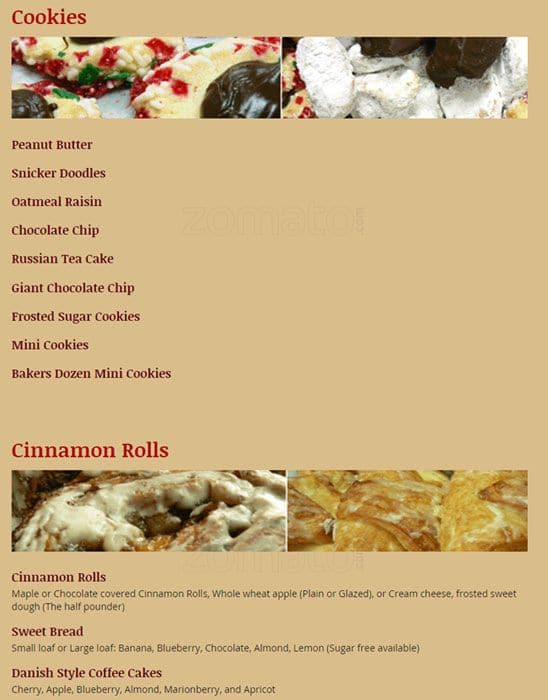 Menu at Black Diamond Bakery & Deli, Black Diamond