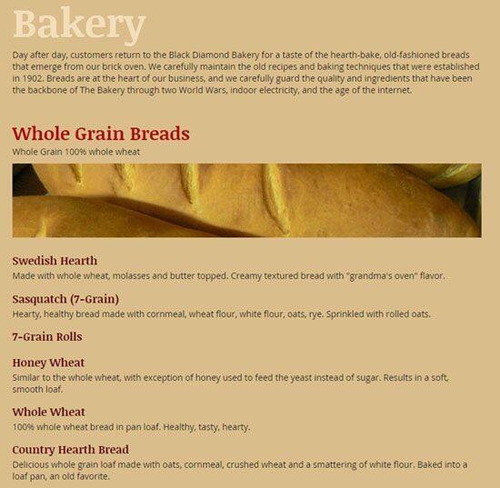 Menu at Black Diamond Bakery & Deli, Black Diamond