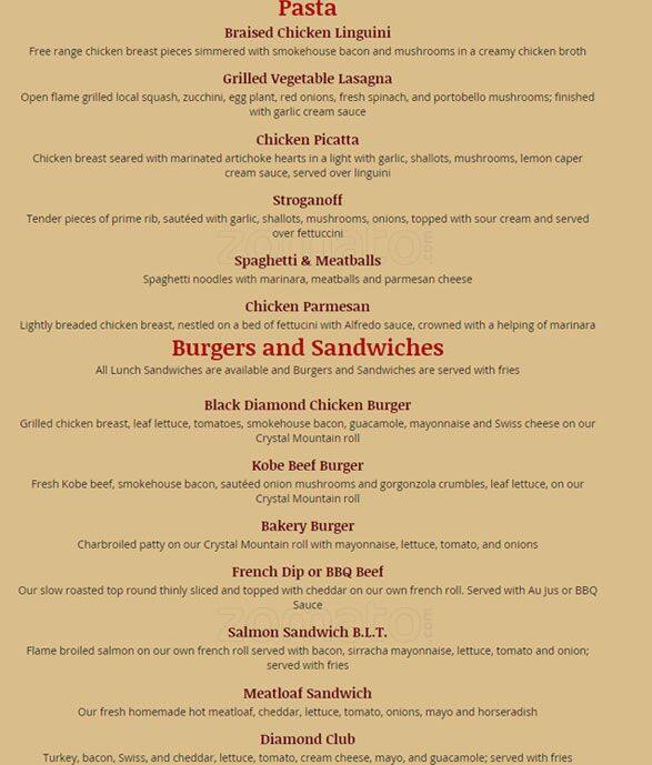 Menu at Black Diamond Bakery & Deli, Black Diamond