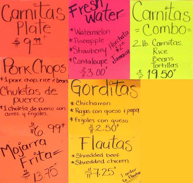 Sweet Temptations menu