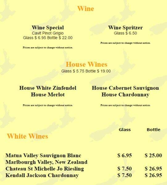 Menu at New Zealand Cafe, Charlotte