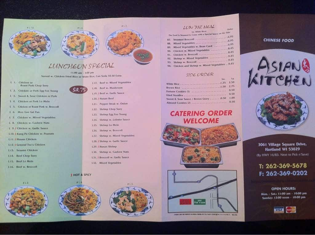 asian kitchen and sushi bar menu