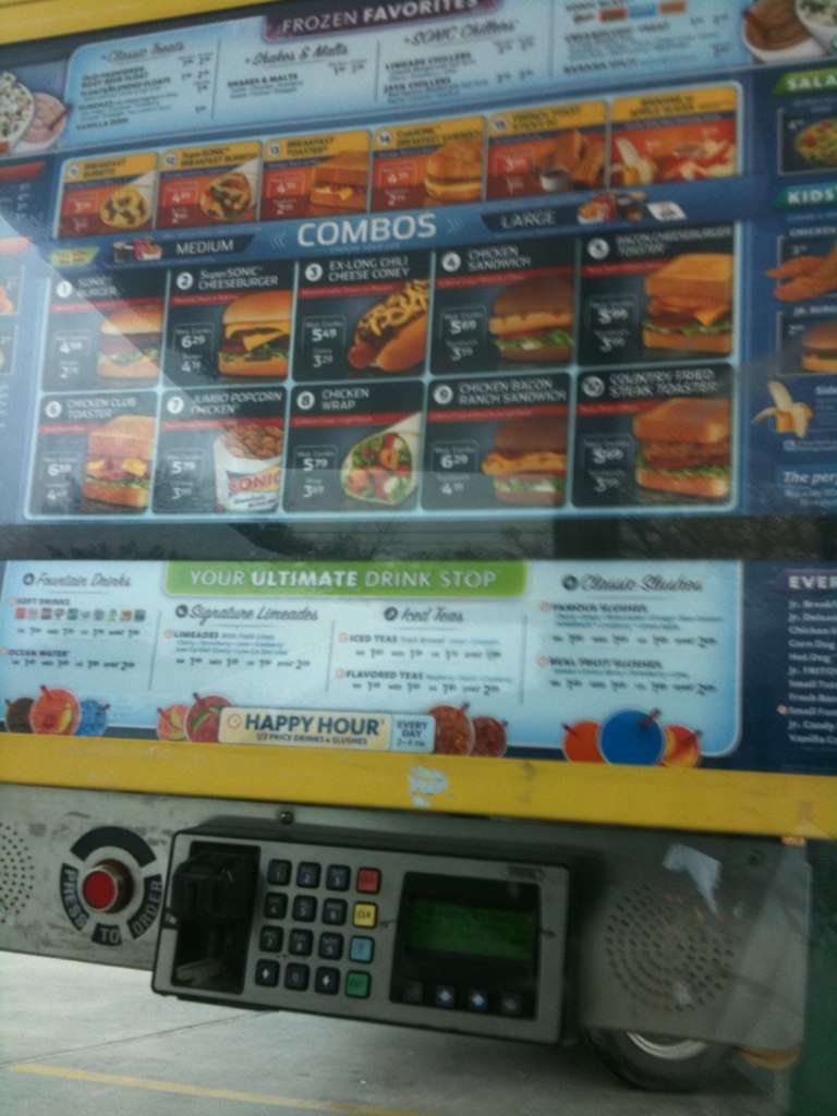 Sonic Drivein Menu, Menu for Sonic Drivein, Brownwood, Brownwood