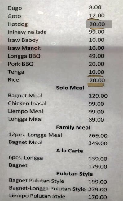 Mang Larry's Isawan Menu, Menu for Mang Larry's Isawan, Fairview ...