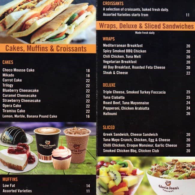 Gloria Jean's Coffees Menu Zomato