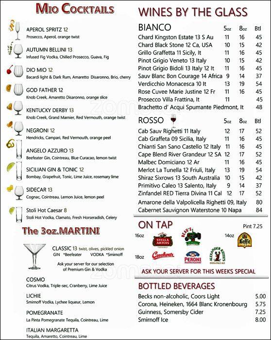 Mio RistoBar menu