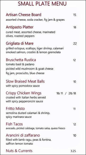 Mio RistoBar menu