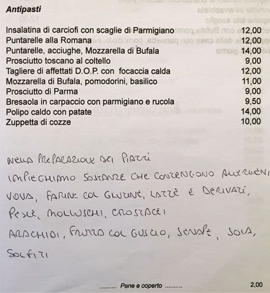 Menu di Uno Più Ristorante Pizzeria 
