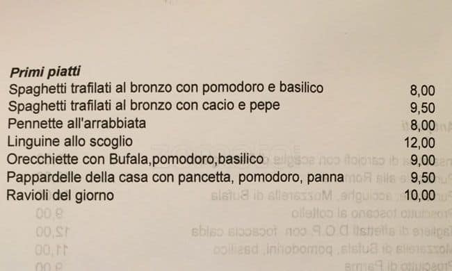 Menu di Uno Più Ristorante Pizzeria 