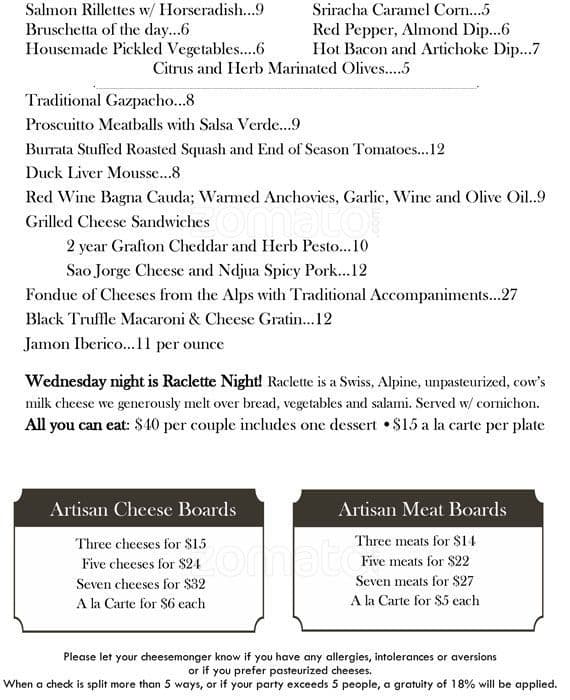 The Truffle Table menu
