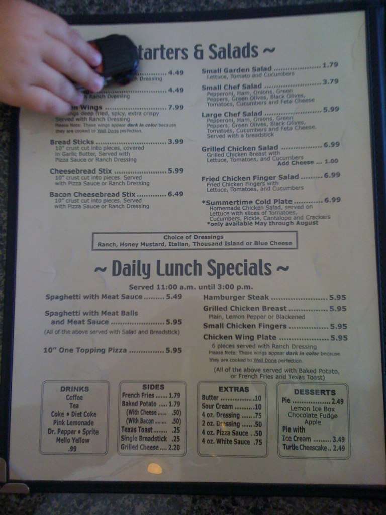 Menu at Old Town Grille steakhouse, Childersburg