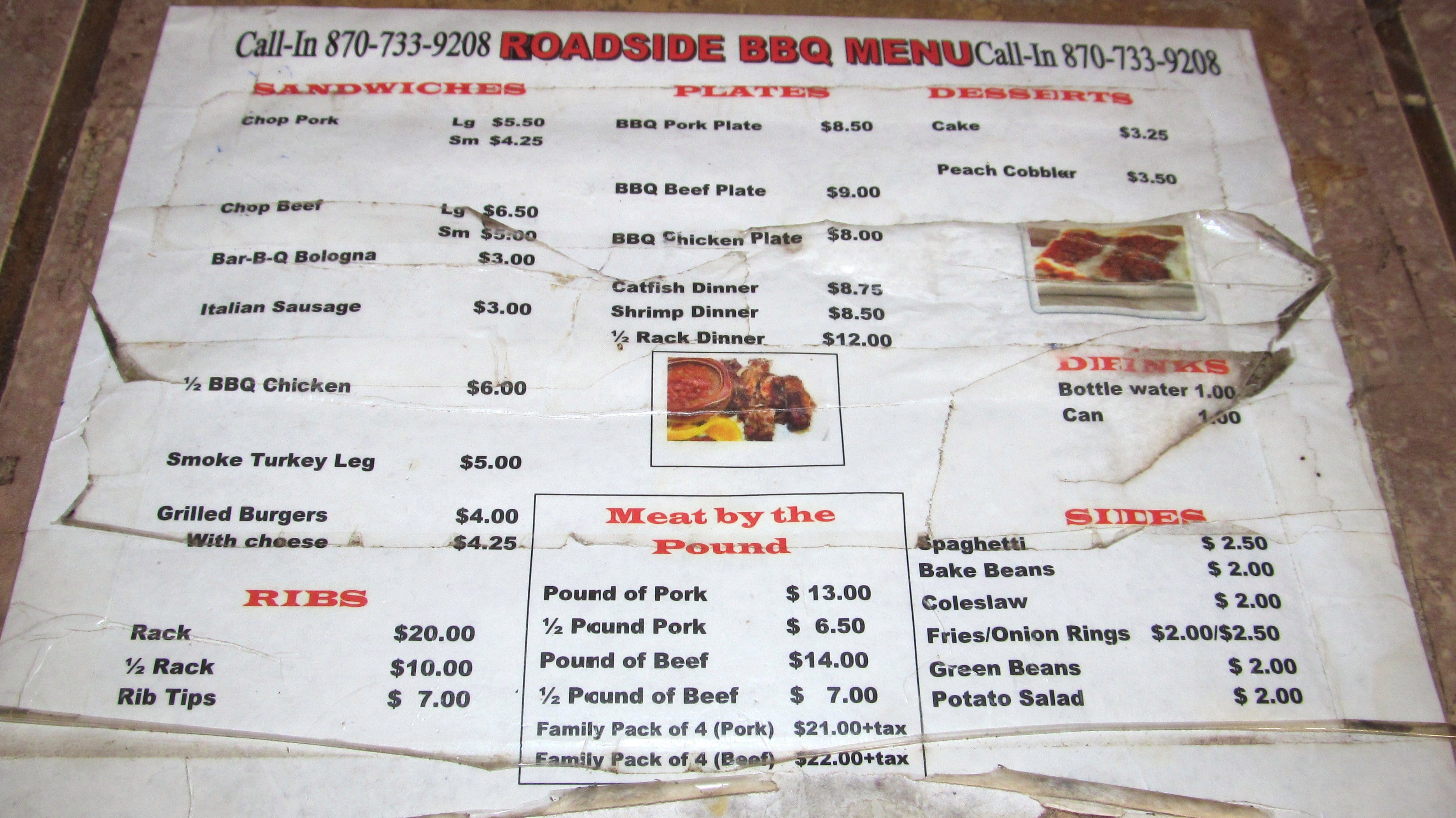 Roadside BBQ Menu, Menu for Roadside BBQ, West Memphis, Memphis ...