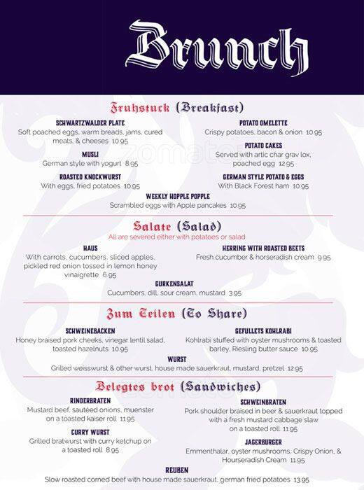 Freiburg Gastropub Menu, Menu for Freiburg Gastropub, West Side