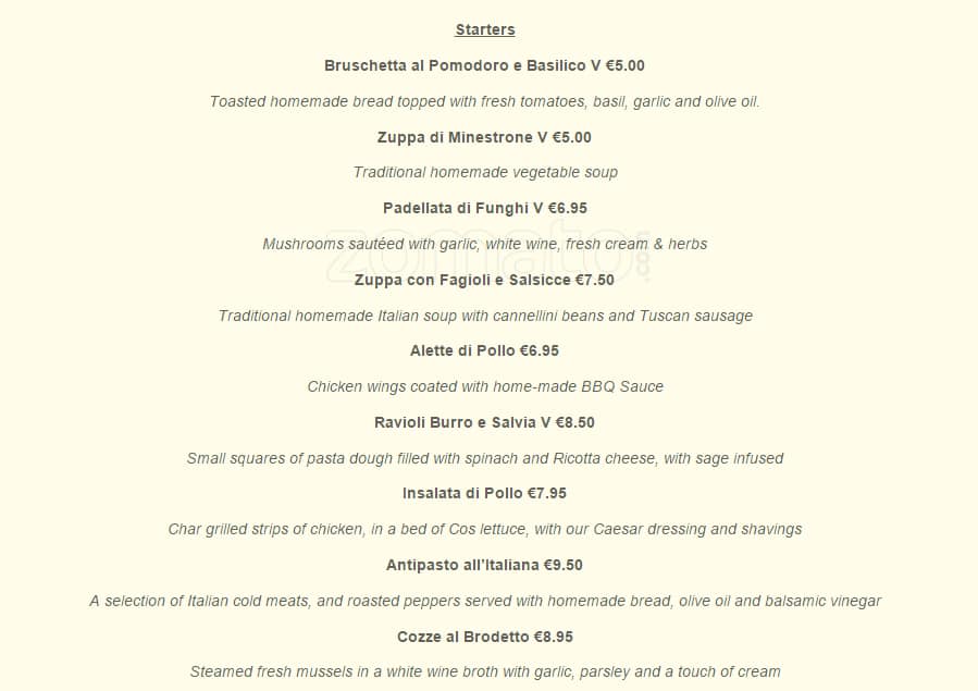 Il Sorriso Menu, Menu for Il Sorriso, Malahide, Dublin Zomato Ireland