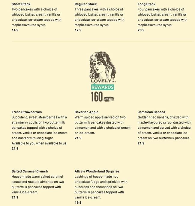 Menu at The Pancake Parlour restaurant, Narre Warren