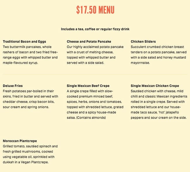 Menu at The Pancake Parlour Doncaster restaurant, Doncaster