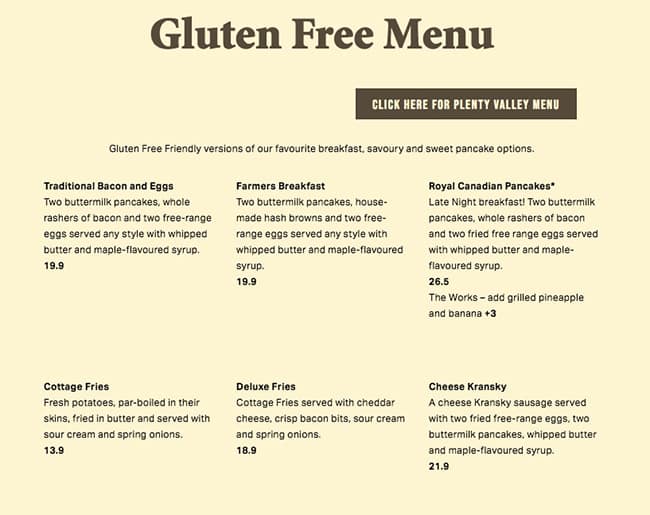 Menu at The Pancake Parlour restaurant, Ringwood, Shop R20/175