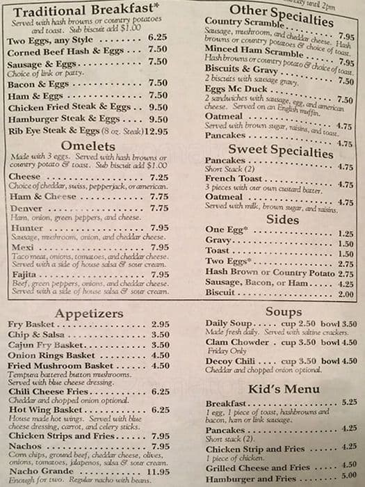 Menu at Decoy restaurant, Portland