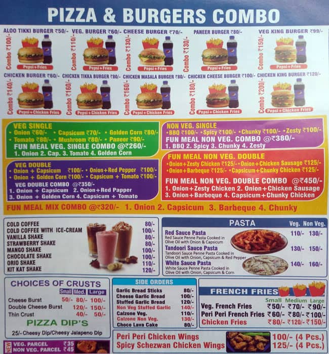 Menu of Da Pizza Makers, Mehrauli, New Delhi
