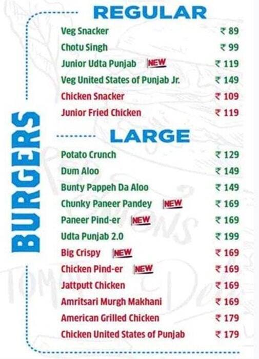 Menu of Burger Anna, Vile Parle West, Mumbai