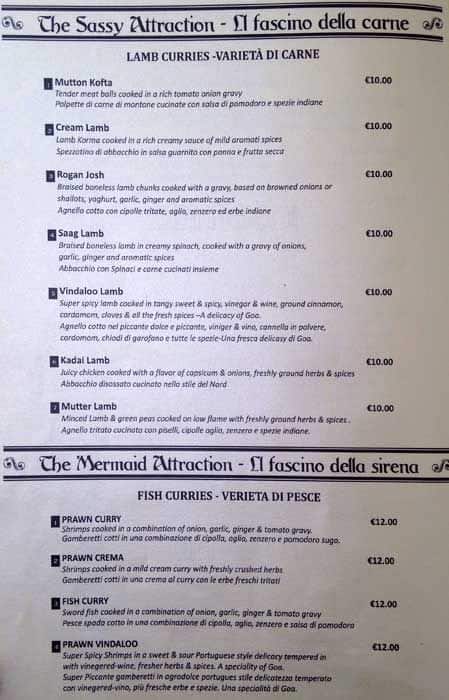 Menu di Restaurant Indian Affairs 