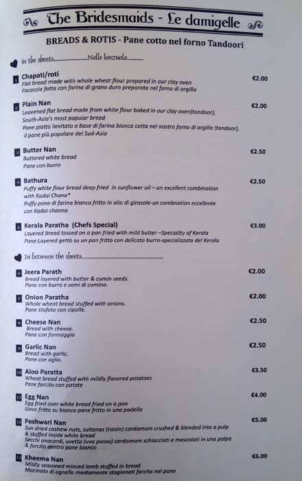 Menu di Restaurant Indian Affairs 