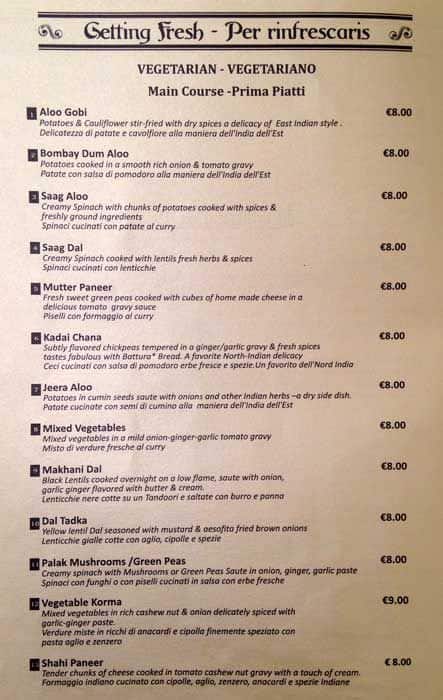 Menu di Restaurant Indian Affairs 