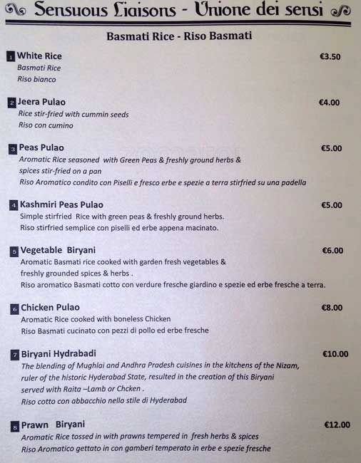 Menu di Restaurant Indian Affairs 