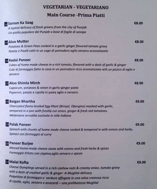 Menu di Restaurant Indian Affairs 