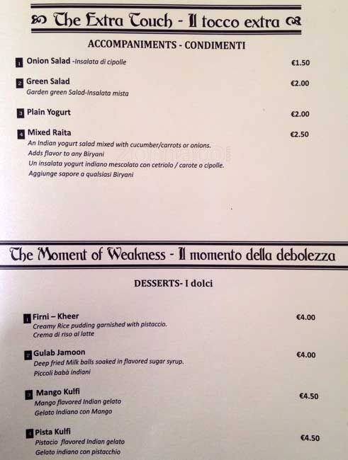 Menu di Restaurant Indian Affairs 