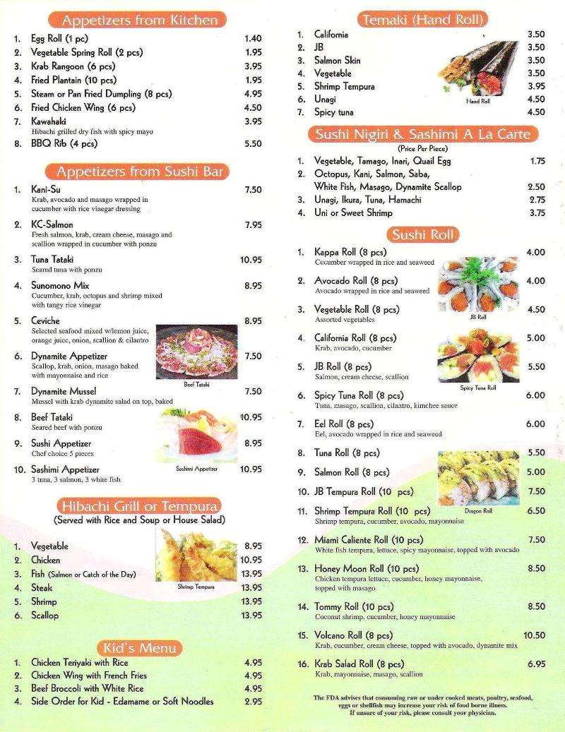 Asian Garden Chinese Food Sushi Bar Menu