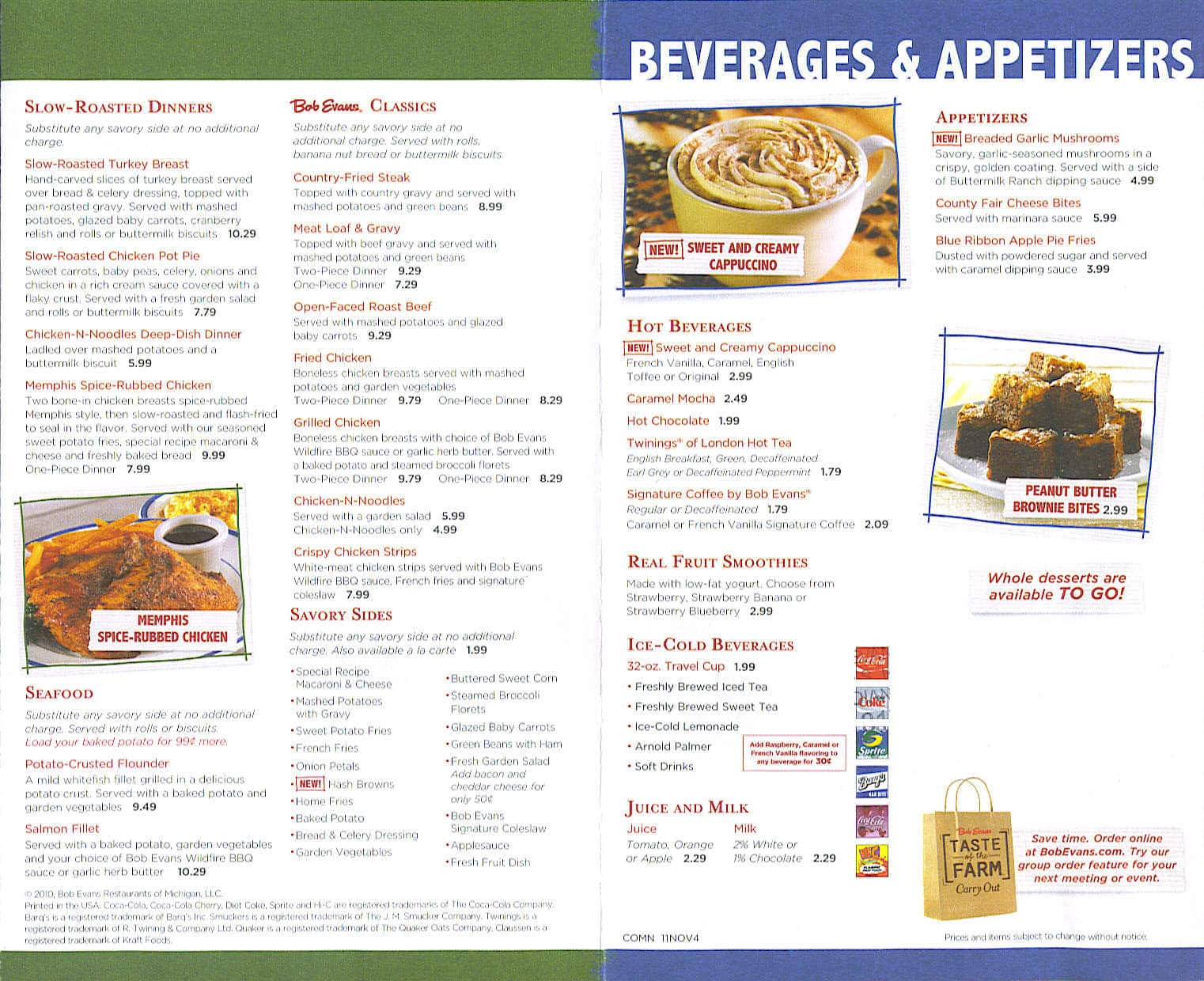 Menu at Bob Evans restaurant, Indianapolis, 25 S High ...