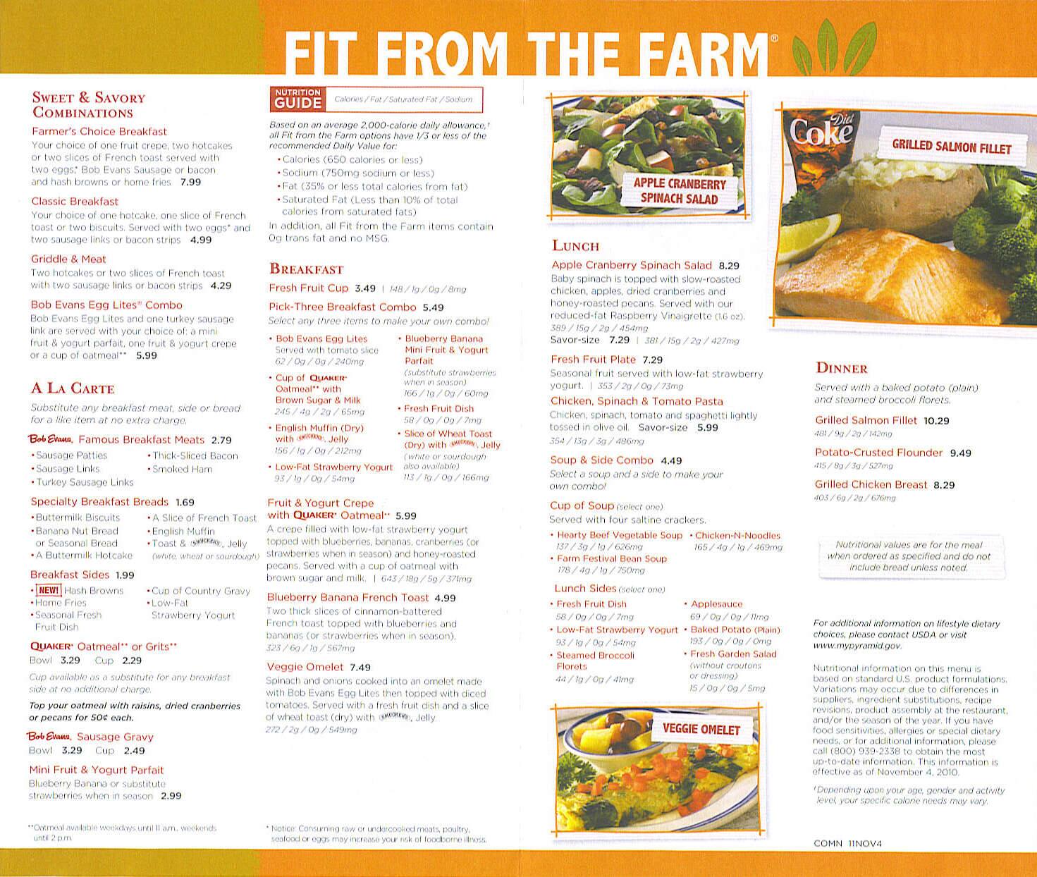 Menu At Bob Evans Restaurant Indianapolis 25 S High School Rd