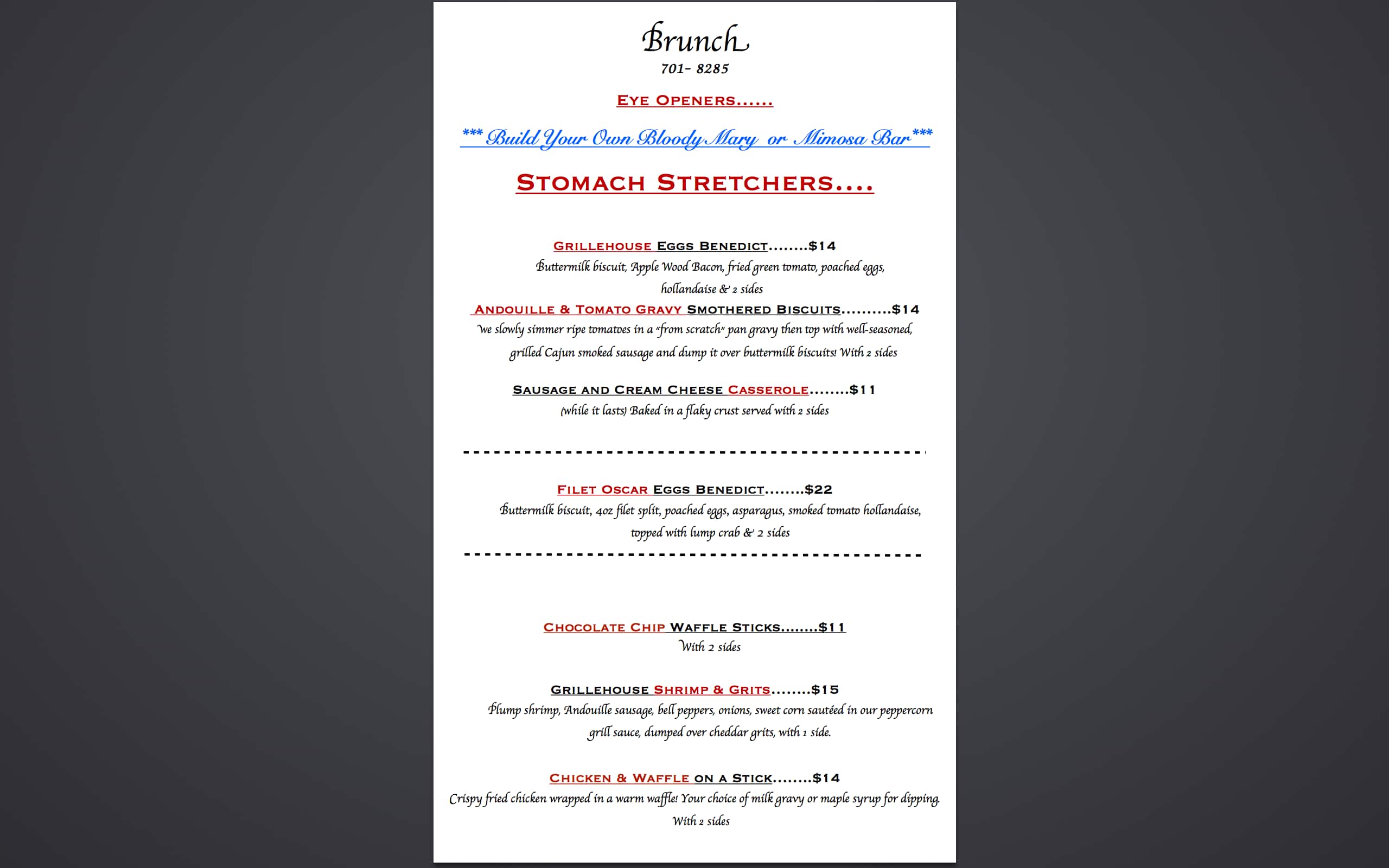 Oxford Grillehouse Menu, Menu for Oxford Grillehouse, Oxford, Oxford Urbanspoon/Zomato