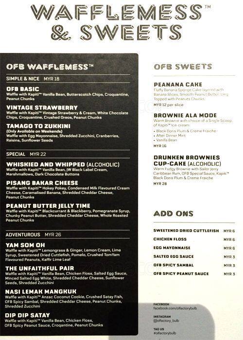 The Olfactory Bulb, Dataran Sunway Menu