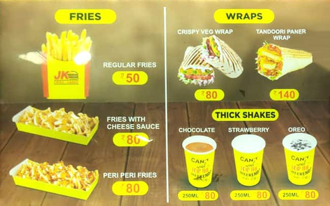 Menu at Jumboking - Indian Burger, Urse