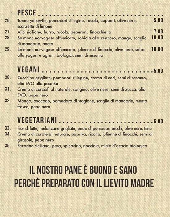 Menu di Panini Durini 